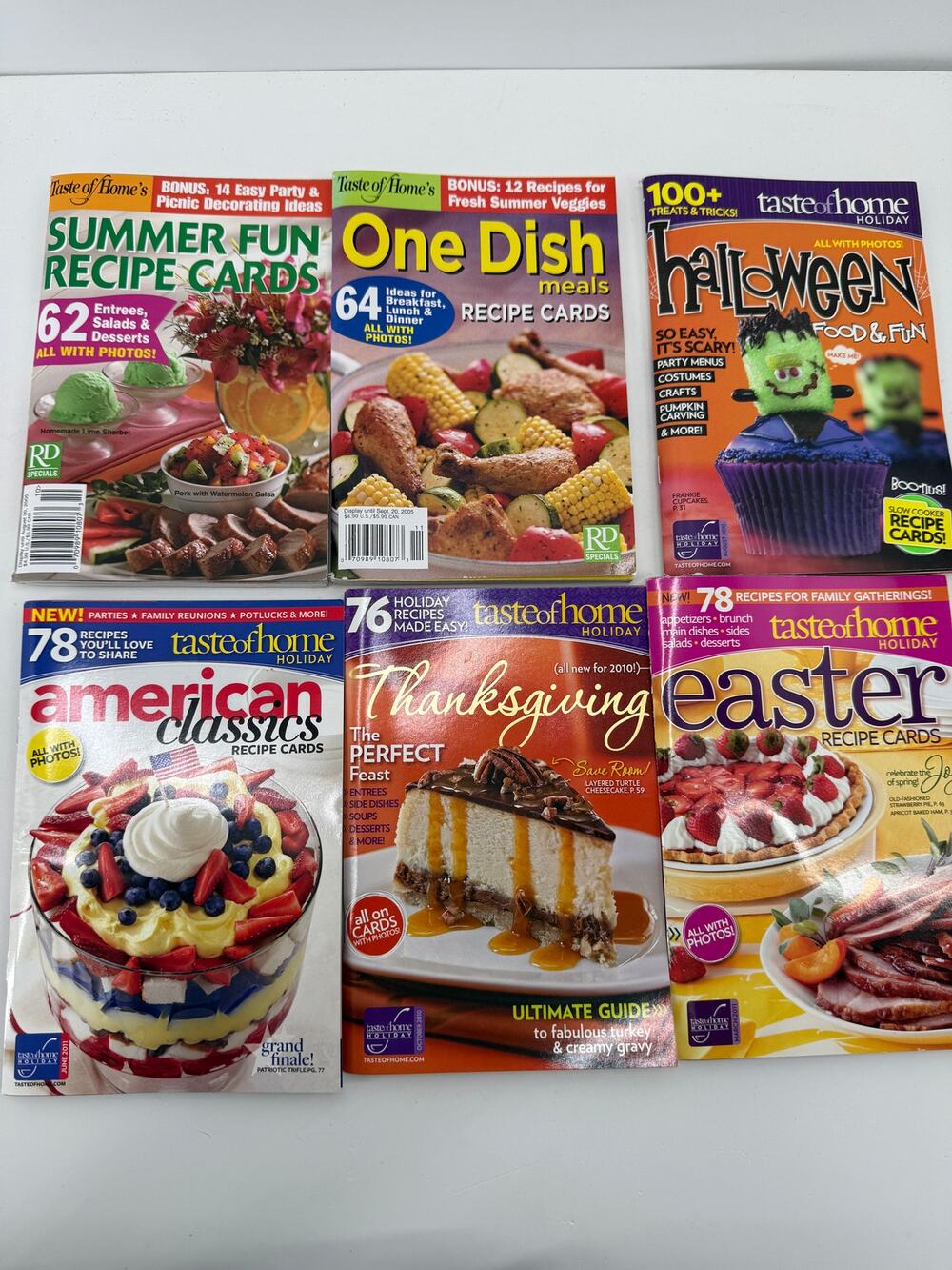 Taste of Home Magazine Lot 6 Recipe Cards Halloween Thanksgiving Easter Summer
